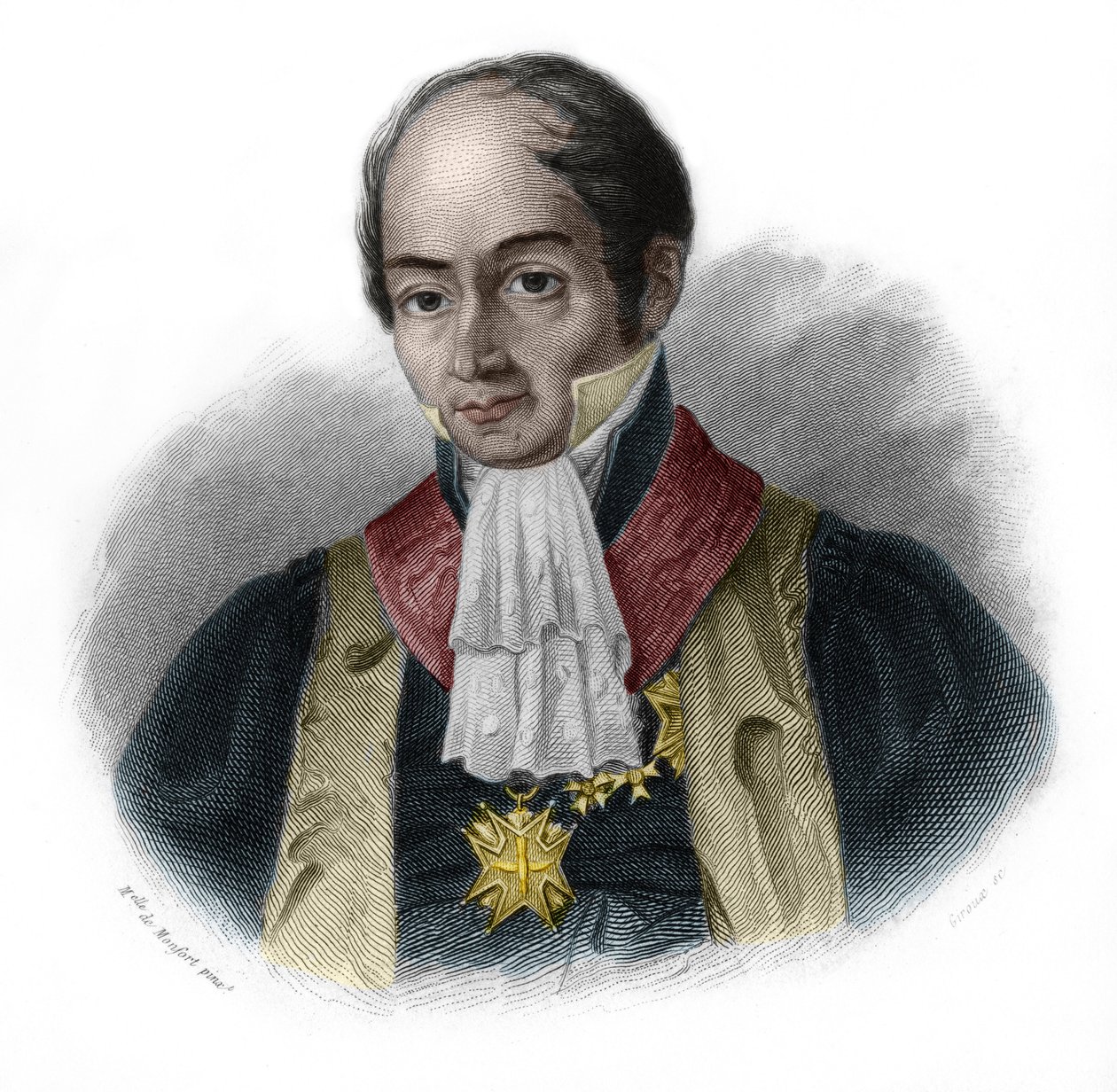 法国政治家塞雷伯爵Pierre-Francois-Hercule（皮埃尔-弗朗索瓦-赫尔克里）（1776-1824）的肖像。载于路易-德-科梅宁-蒂莫的《LIBRE DES SPEAKERS》。1842.私人收藏。 作者 法语学校