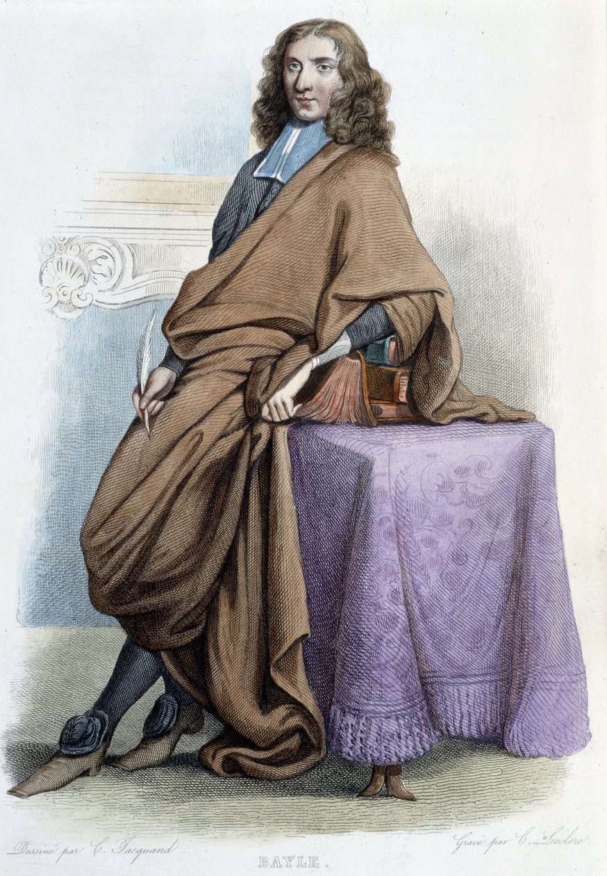 法国哲学家和作家皮埃尔-巴伊尔（1647-1706）的肖像--载于 "Le Plutarque francais"，作者Mennechet 作者 法语学校
