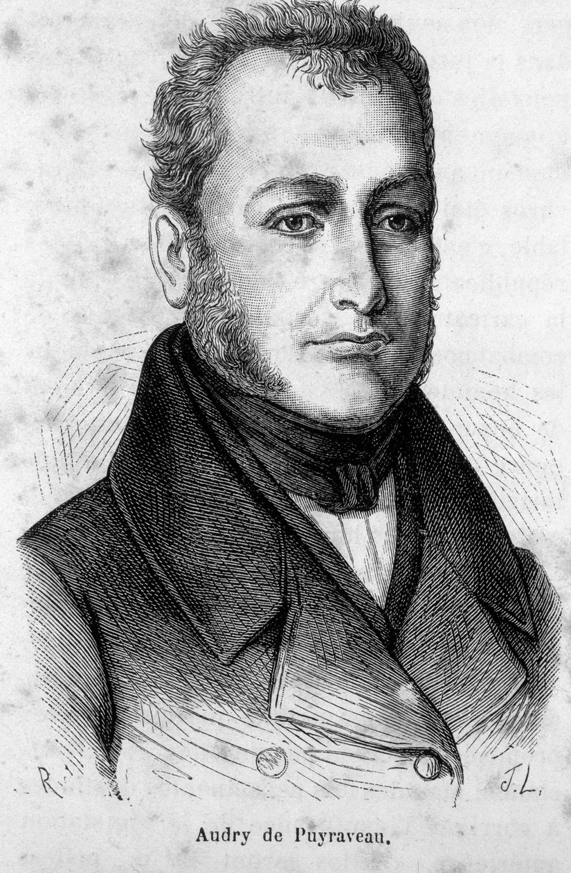 Pierre Francais Audry de Puyraveau (1783-1852)的肖像，法国议员。 作者 法语学校