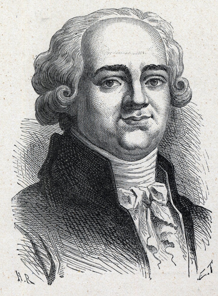 法国政治家皮埃尔-路易斯-曼努埃尔（1751-1793）的肖像，他是国民大会上塞纳河的副代表。1889年的雕版画。私人收藏。 作者 法语学校