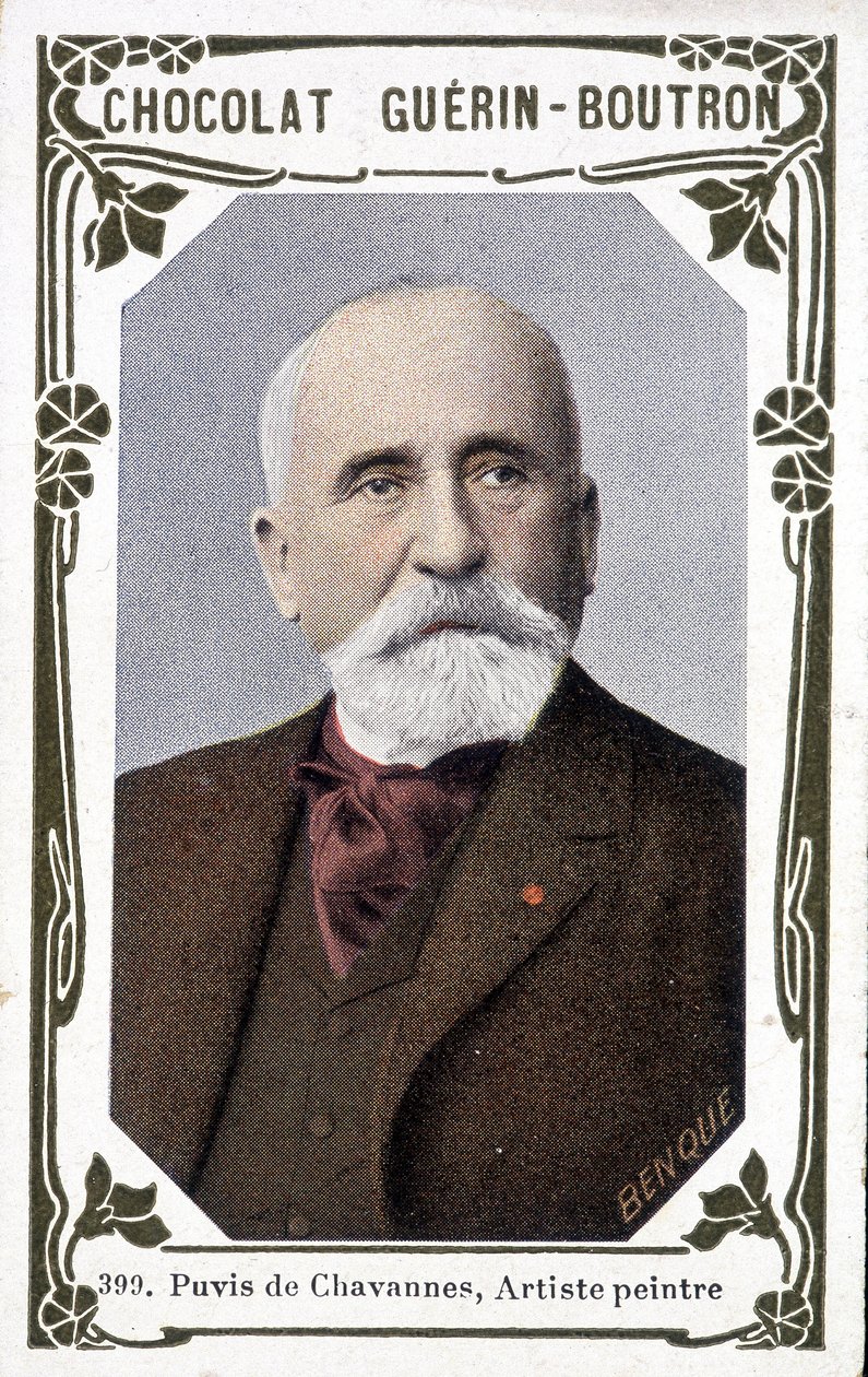 法国画家皮埃尔-普维斯-德-沙凡内肖像（1824-1898 年）。盖朗-布特龙巧克力的小插图 作者 法语学校