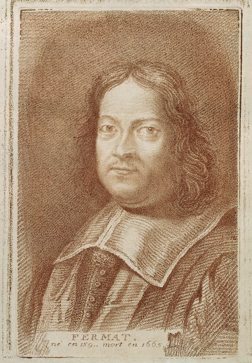 费马的彼得肖像（1601-1665），来自Alexandre Saverien的数学家的历史，18世纪中叶 作者 法语学校