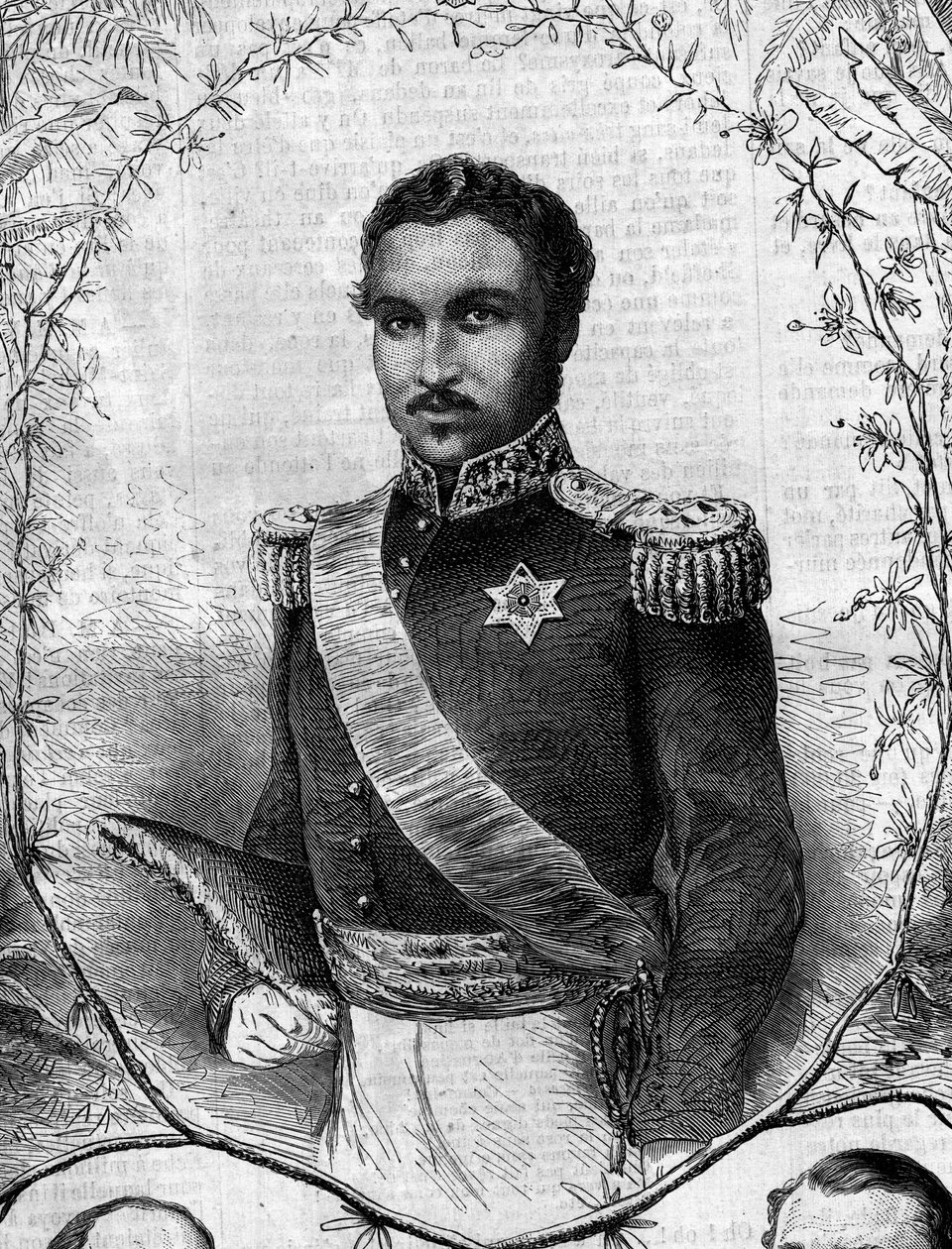马达加斯加国王拉达马二世（1829-1863）的画像。1862年5月31日《世界画报》第268期的版画。 作者 法语学校