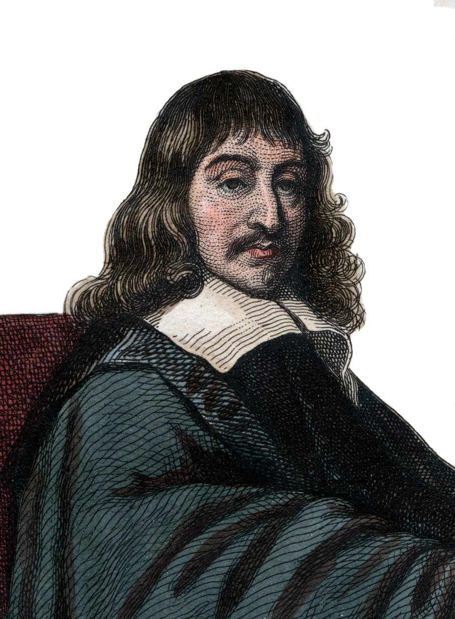 笛卡尔（1596-1650）的肖像，法国哲学家和作家。 作者 法语学校