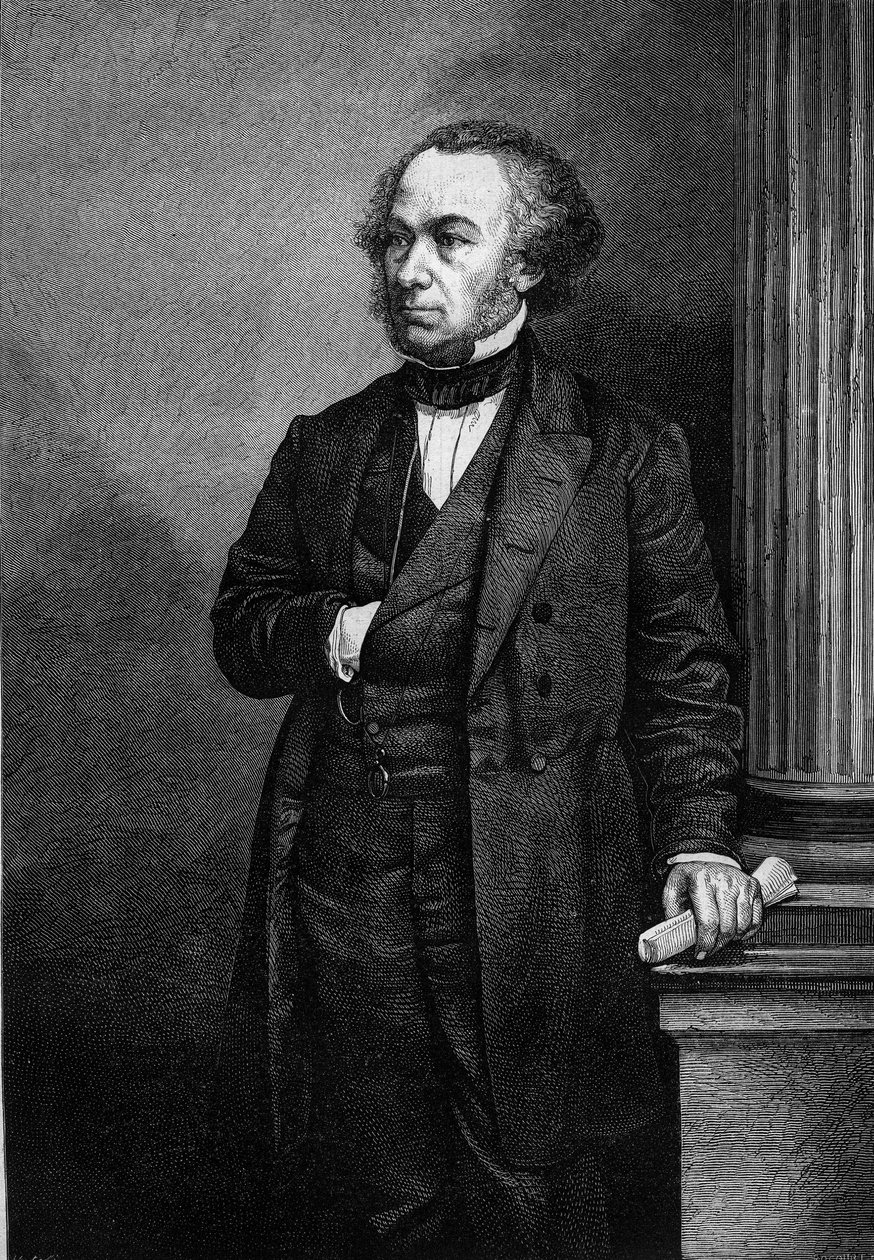 理查德-科布登（1804-1865）的肖像，英国工业家和政治家。刊登在 "Le Magasin Picturesque "上的版画。 作者 法语学校