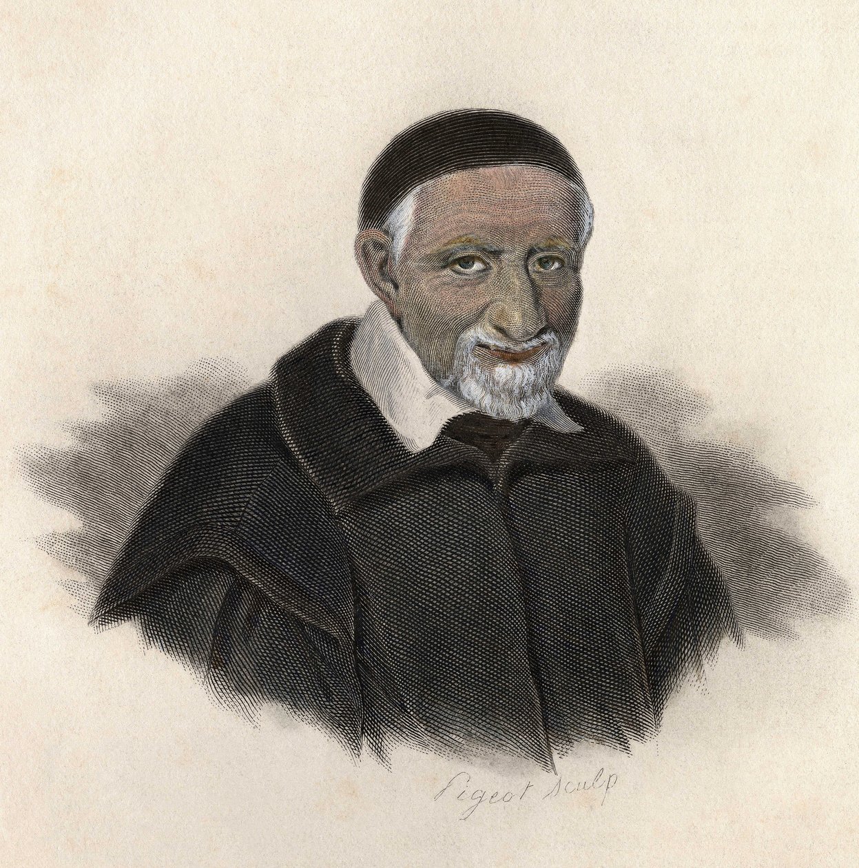 Portrait of Saint Vincent de Paul (1581-1660), French priest and amonier. in “Portraits des Hommes Useful” 作者 法语学校