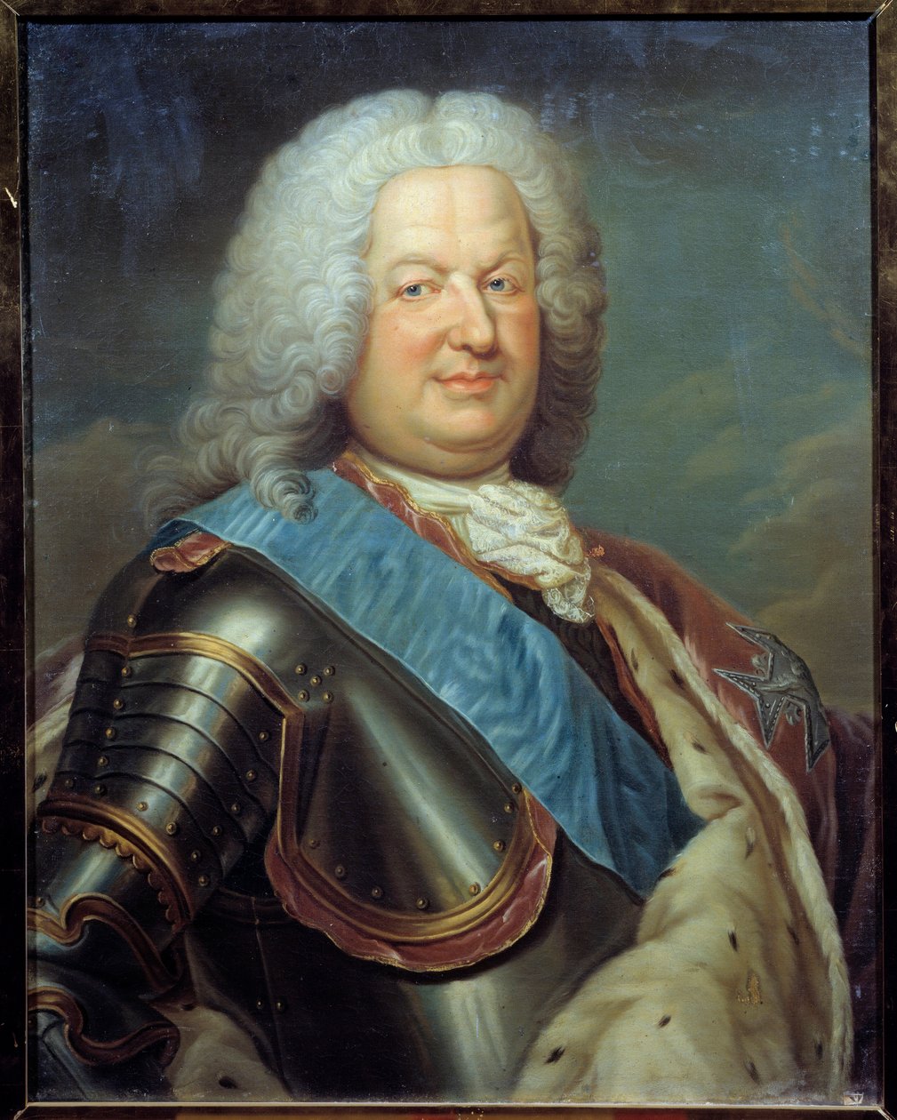 Stanislas Lesczinski（1677-1716）的肖像，波兰国王，洛林公爵和法国画派的酒吧绘画。 18世纪。 太阳 0,76x0,6 m 作者 法语学校