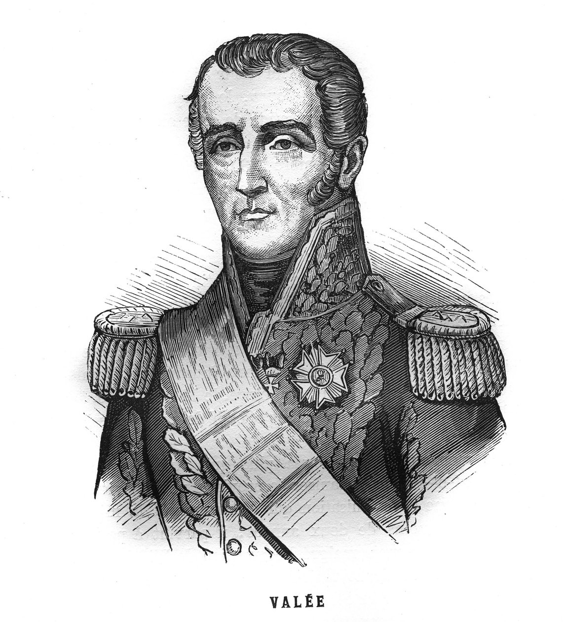 西尔万-查尔斯，瓦利伯爵（1773-1846）的肖像，法国的马雷克。载于 "1789年至1880年法国军队插图 "的雕版画 作者 法语学校
