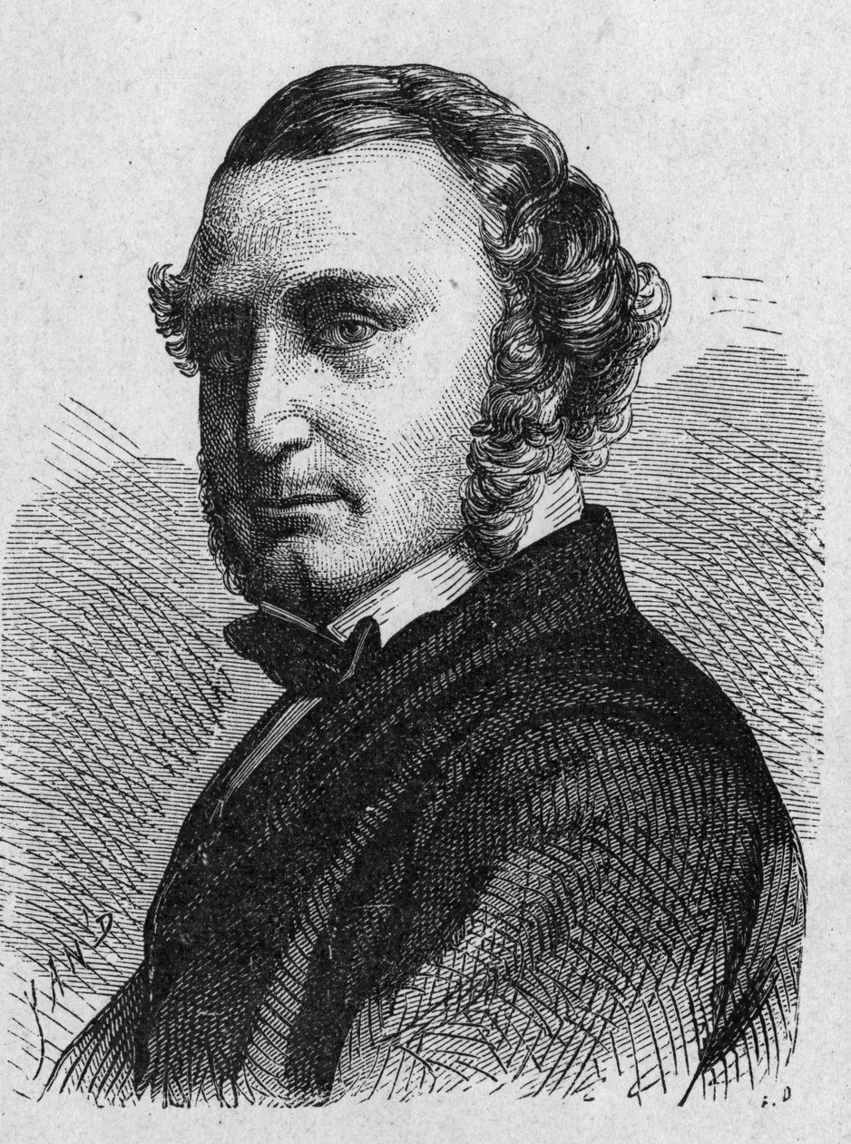 托马斯-拉塞尔-克兰普顿（1816 - 1888）的肖像，英国工程师：他设计了高速火车头，建造了柏林水力网络，并参与了加莱和杜夫雷之间的海底电缆的建立--载于《科学专辑》；说明 作者 法语学校