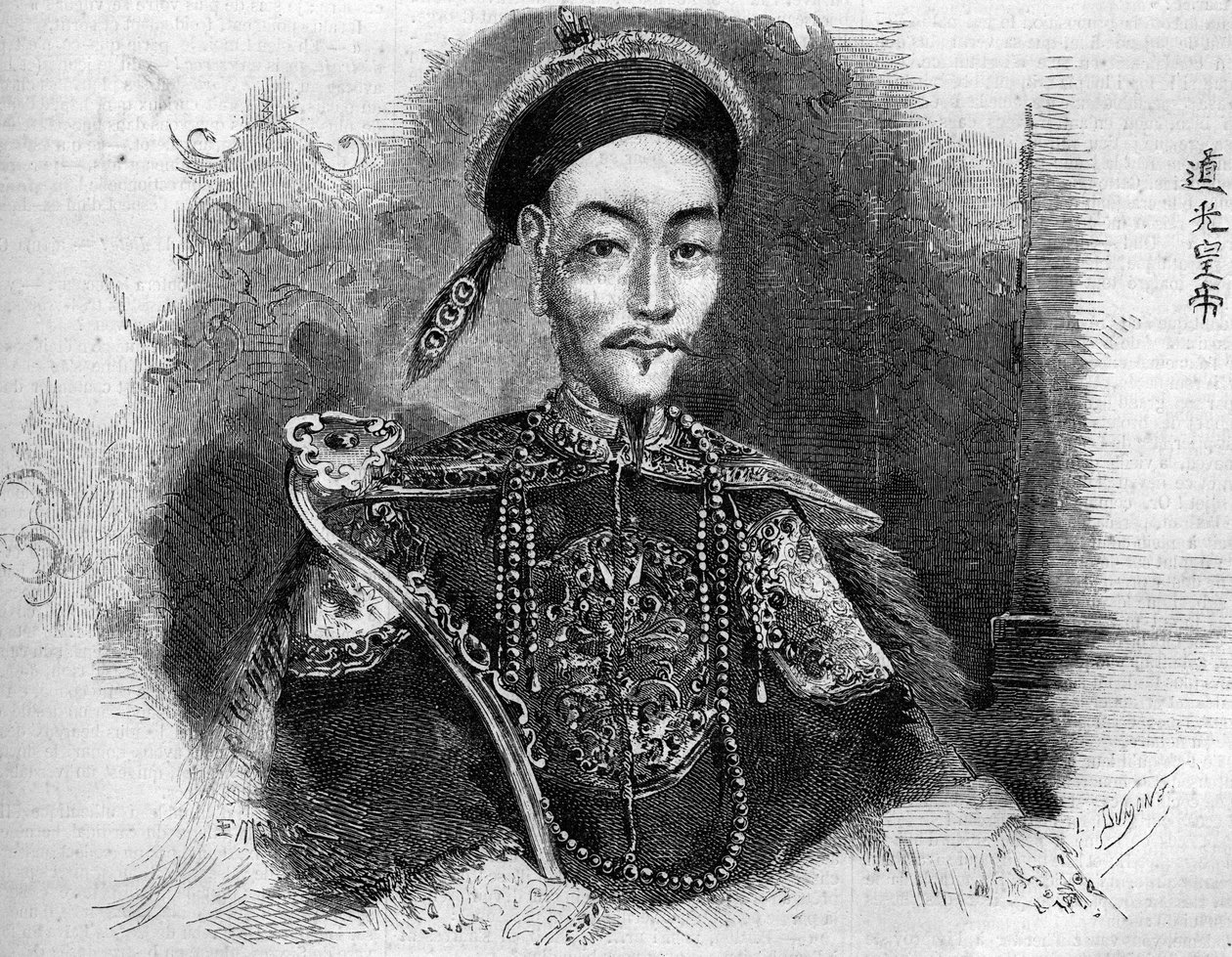 清朝皇帝 Toa Kwang（Toa-Kwang 或道光）（1782-1850）肖像。 1859 年 11 月 19 日第 136 号“Le Monde Illustré”中的雕刻。 作者 法语学校