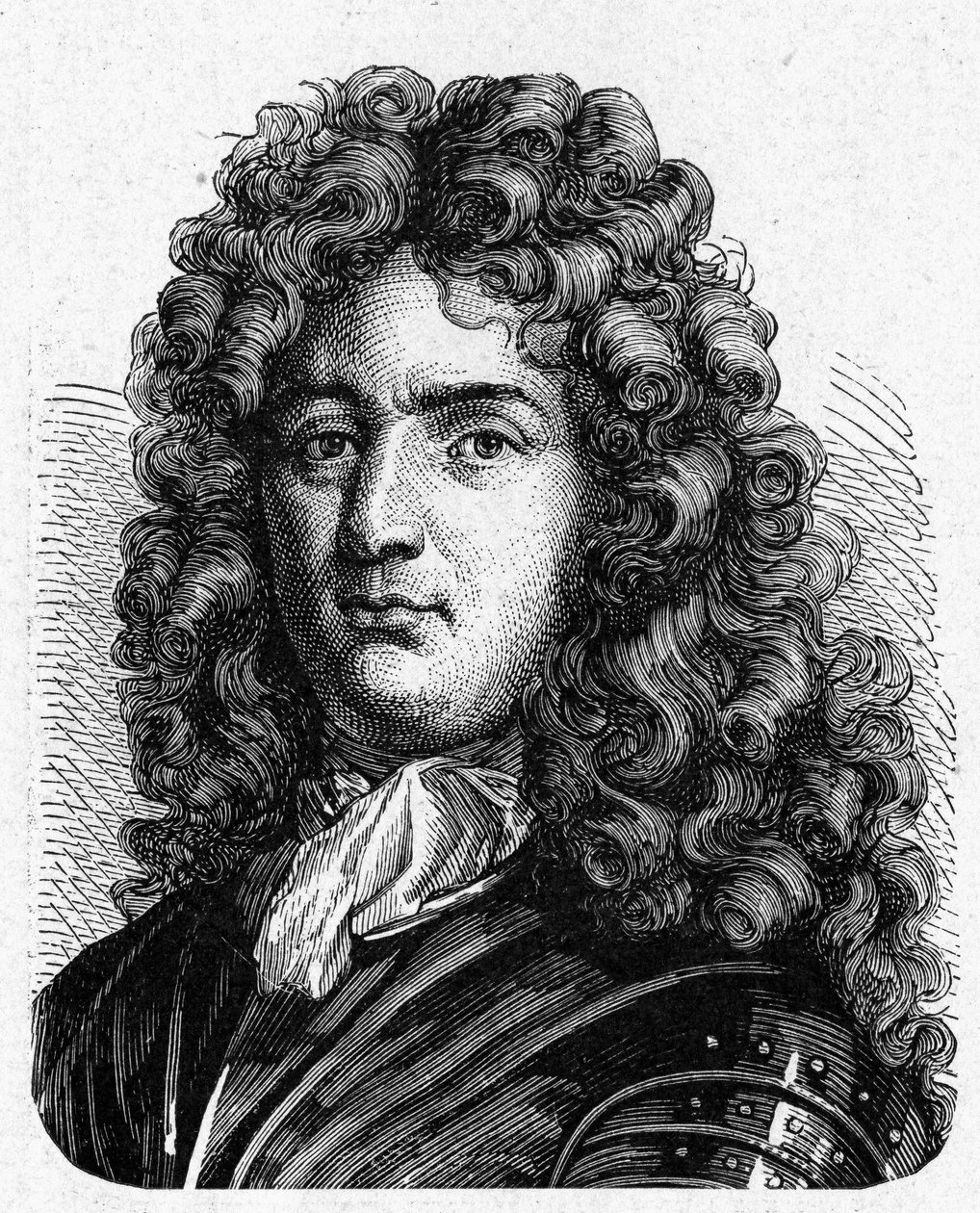 沃邦（1633 - 1707）的肖像。(Sébastien Le Prestre de Vauban) (法国侯爵和军事工程师) - 在 "科学专辑；杰出的科学家；伟大的发现" 1896年。 作者 法语学校