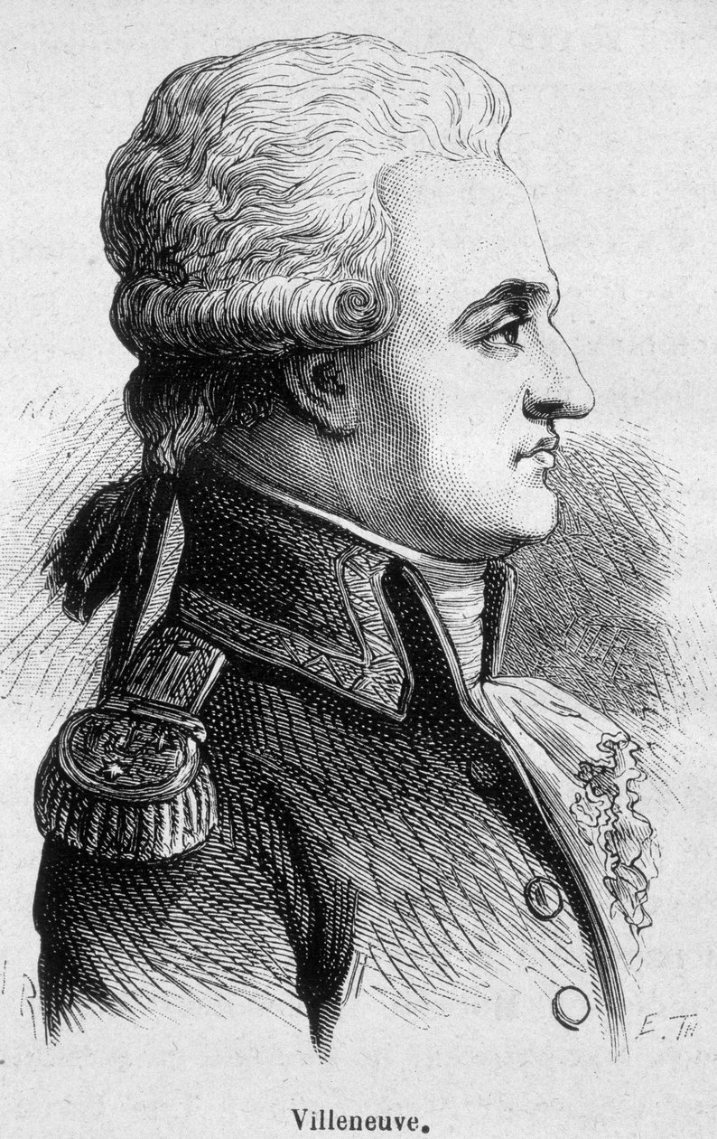 法国海军上将维伦纽夫的肖像（1763-1806），他开始了特拉法尔加战役，那是一场灾难，然后自杀了 - 在亨利-马丁的《法国历史》中 作者 法语学校