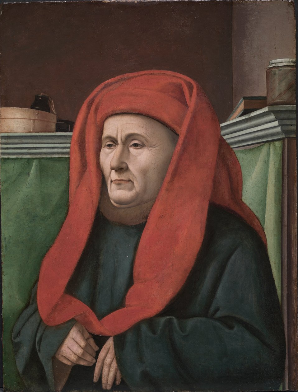 一个男人的肖像，c。 1450（木板油画） 作者 法语学校