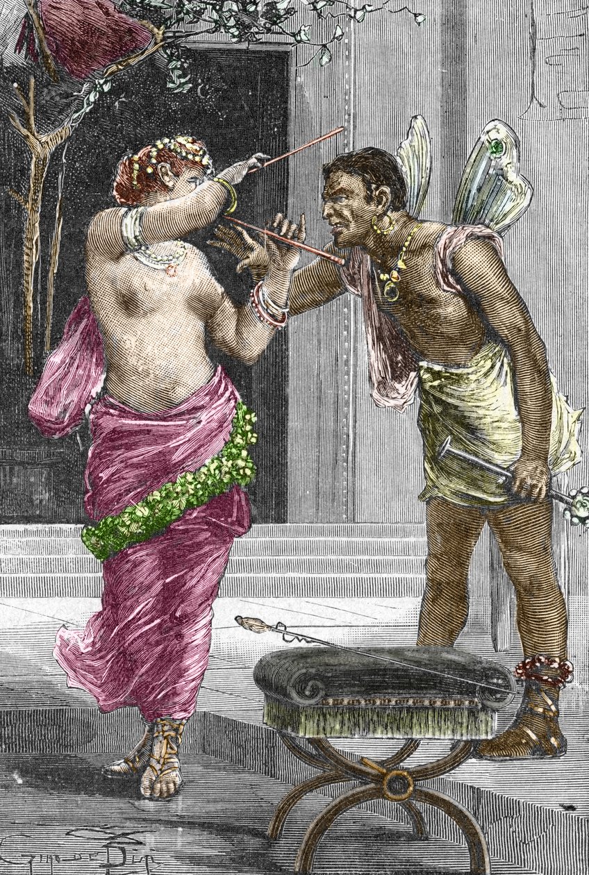 在1888年与查士丁尼一世皇帝的婚礼之前，Theodora的名妓和女演员的肖像 作者 法语学校