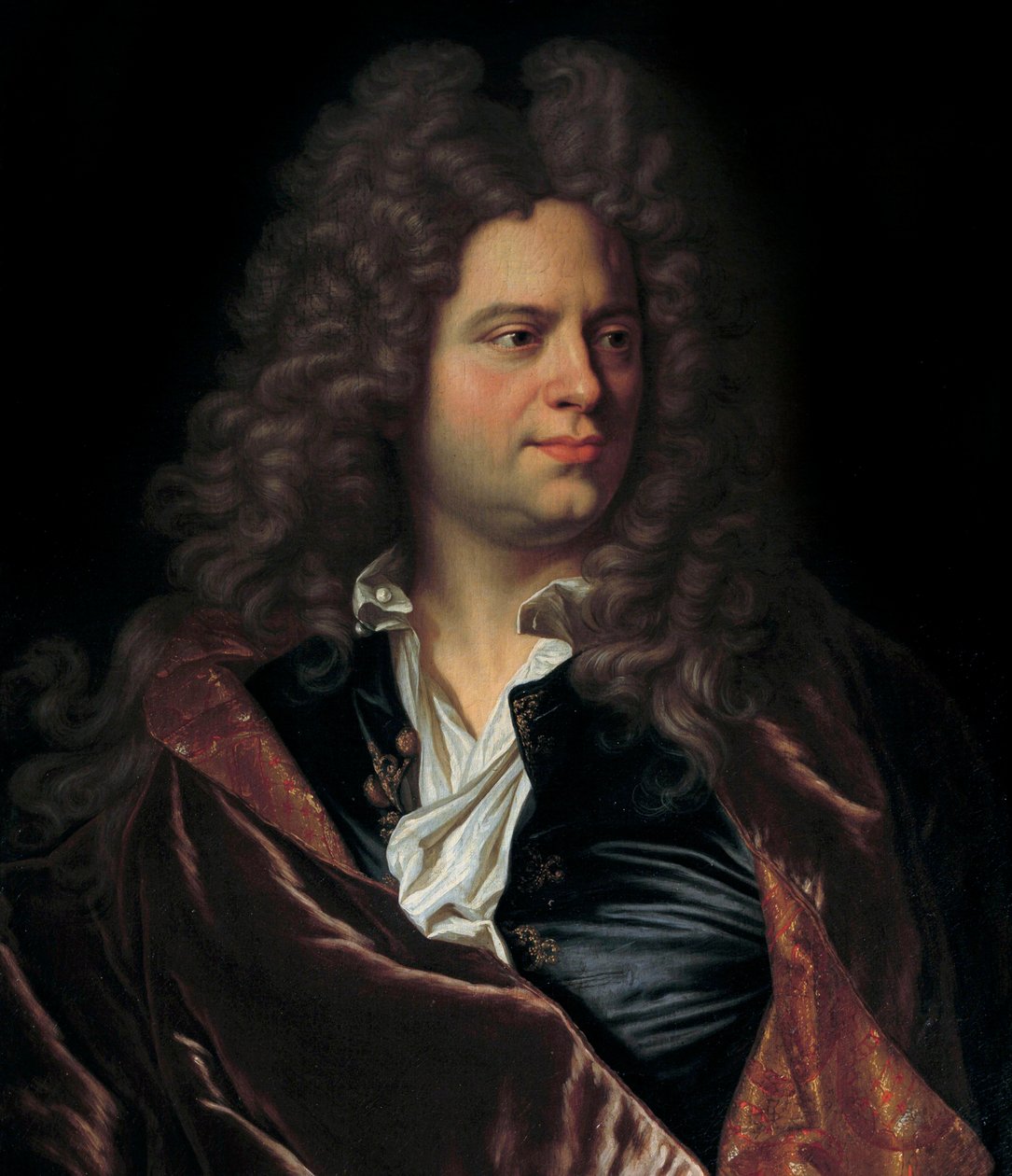 法国作家Jean de La Bruyere（1645-1696）的肖像，17世纪法国画派的绘画。尚蒂伊，康德博物馆 作者 法语学校