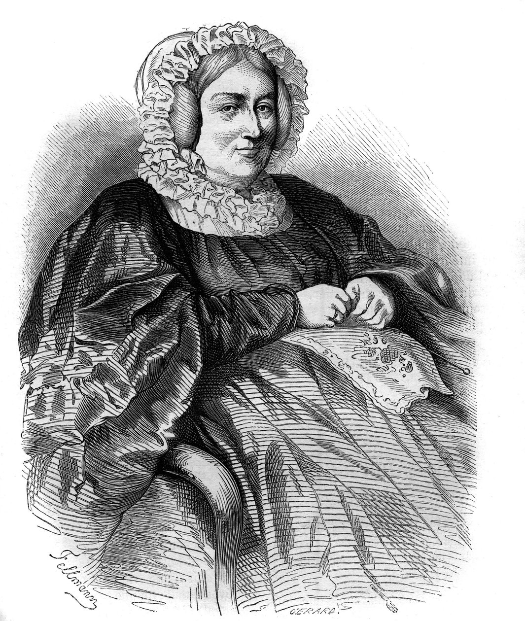Portrait of the Marquise de La Rochejaquelein (La Rochejaquelein) (nee Marie Louise Victoire de Donnissan or Donissan) (1772-1857), French writer. Engraving from 1858. 作者 法语学校