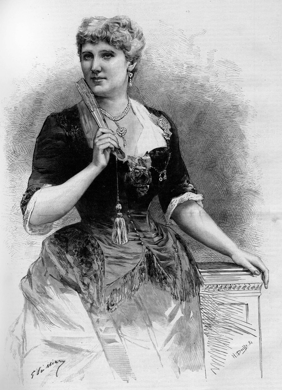 瑞典女高音歌唱家克里斯蒂娜-尼尔森（1843-1921）的肖像，载于1887年的《图解世界》。 作者 法语学校