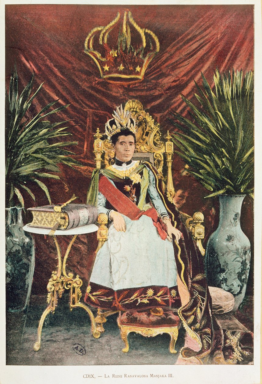 马达加斯加最后一位女王的肖像，Ranavalona III（1862-1917），19世纪末 作者 法语学校
