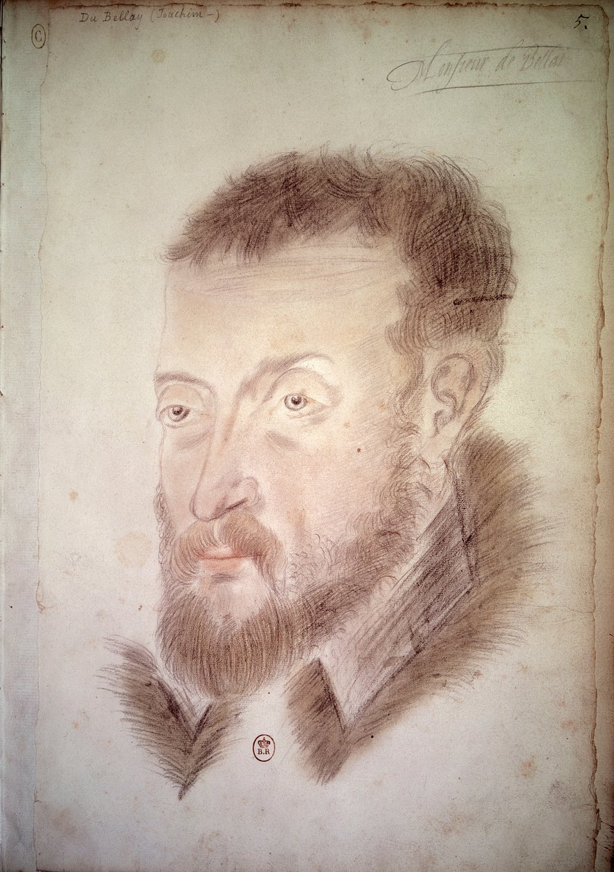 诗人约阿希姆·杜贝莱 (Joachim du Bellay)（1522-1560）的肖像 法国画派的匿名绘画。 16世纪的巴黎。 BN 作者 法语学校