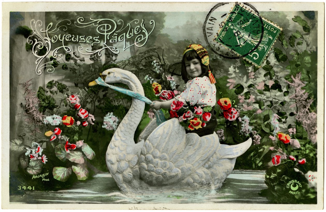 Postcard: Happy Easter (printed paper) 作者 法语学校
