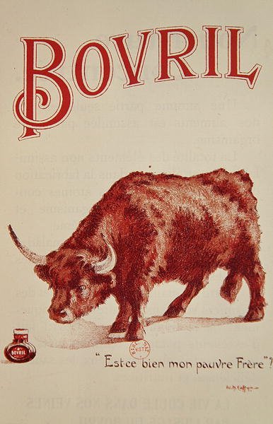 广告 "Bovril "的海报，20世纪初（彩色平印）。 作者 法语学校