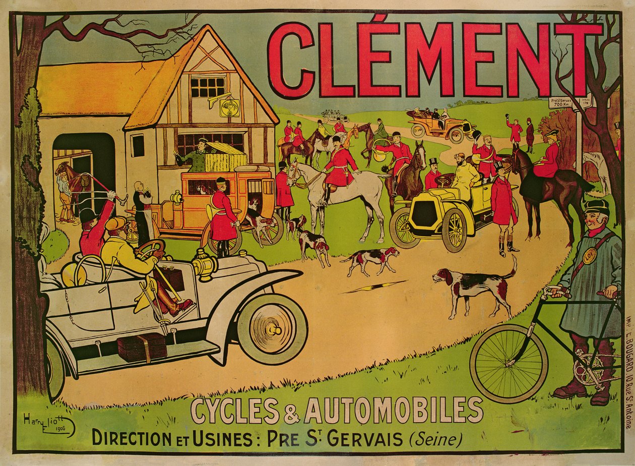海报广告Cycles＆motorcars Clement，Pre Saint-Gervais，1906 作者 法语学校