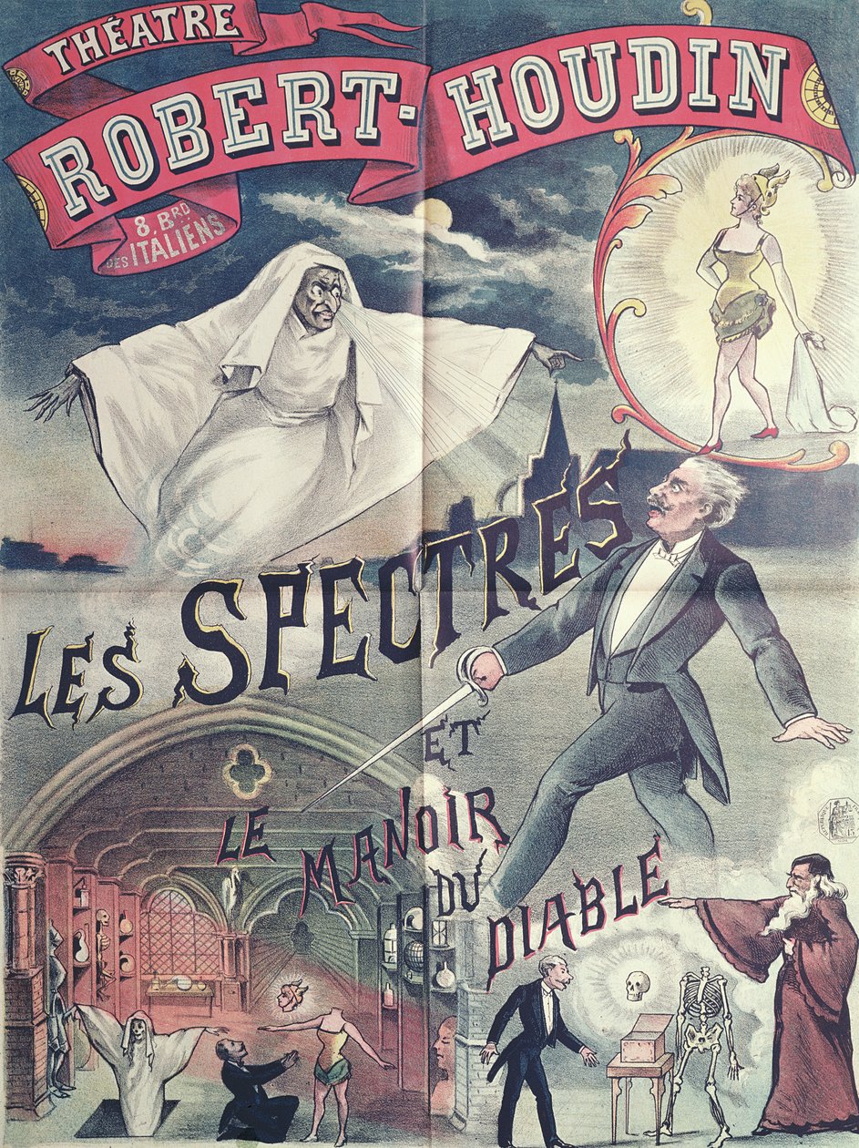 海报广告Ghosts和恶魔之家在剧院Robert-Houdin，巴黎，1870年 作者 法语学校