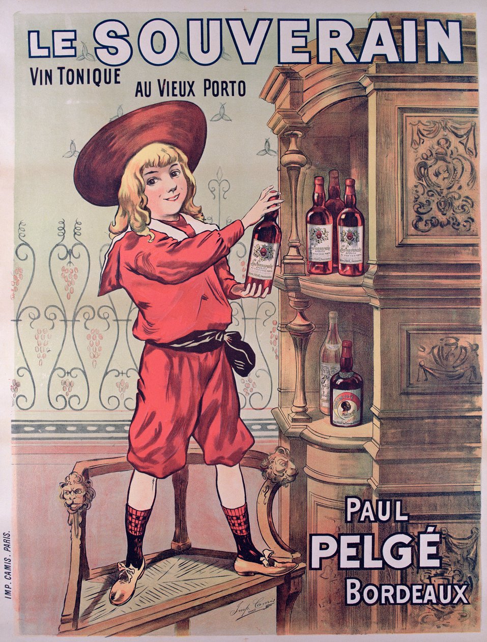 海报广告Le Souverain，Paul Pelge制作的法国滋补酒 作者 法语学校