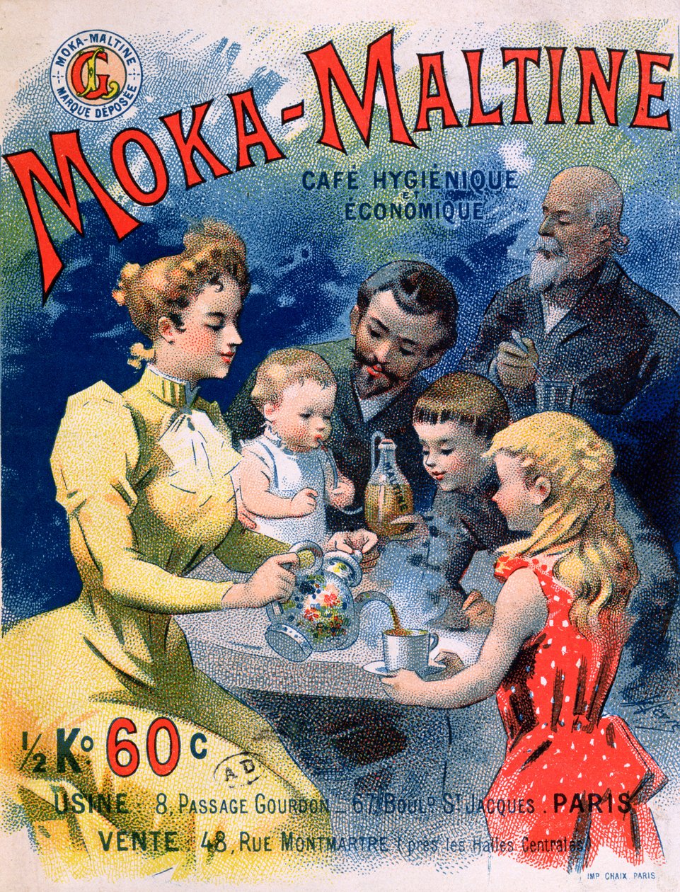 海报广告Moka-Maltine咖啡，c.1900 作者 法语学校
