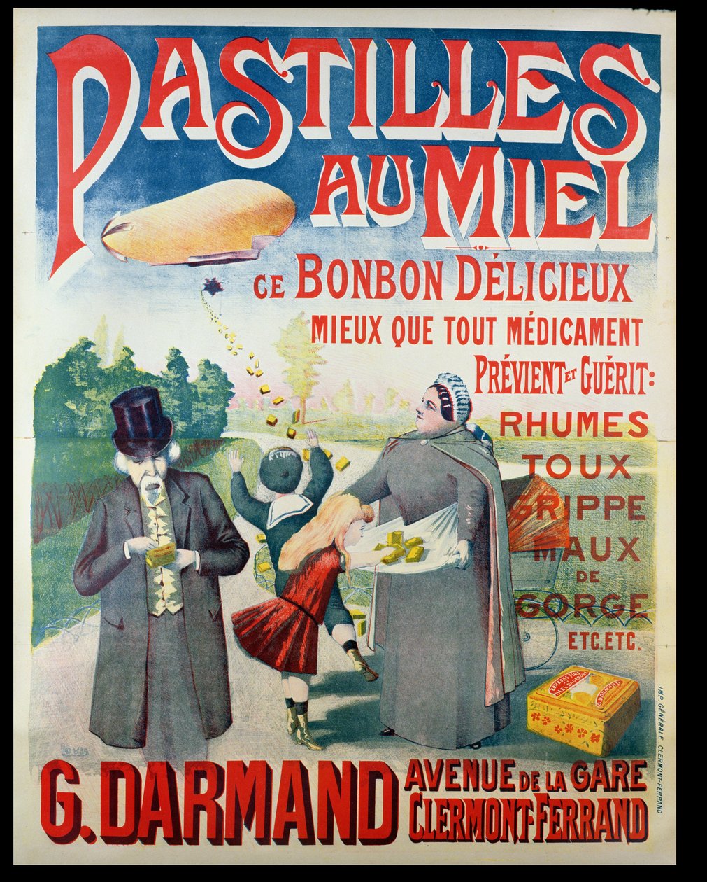 海报广告Pastilles au Miel，蜂蜜润喉糖，由G. Darmand制作 作者 法语学校