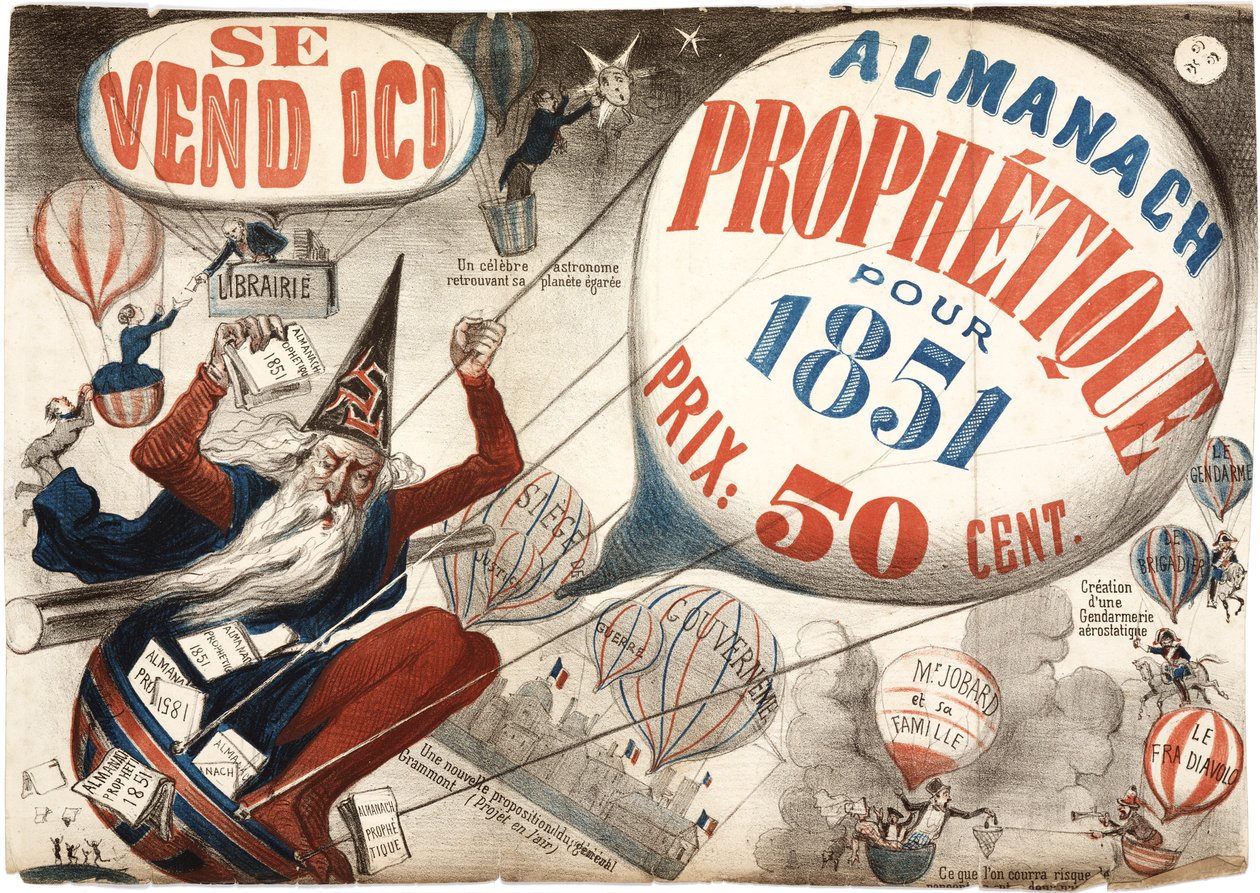 宣传Almanach Prophetique的海报，1851年 作者 法语学校