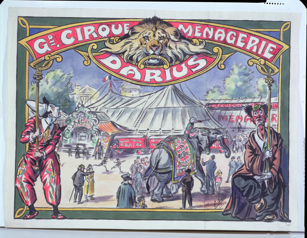 海报广告Grand Cirque Menagerie Darius，1924年（纸上写着） 作者 法语学校