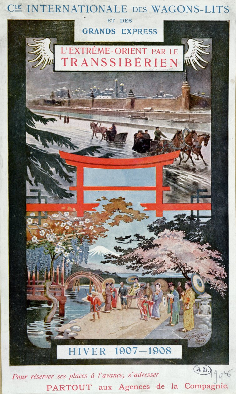 海报广告西伯利亚铁路，冬天1907-8 作者 法语学校
