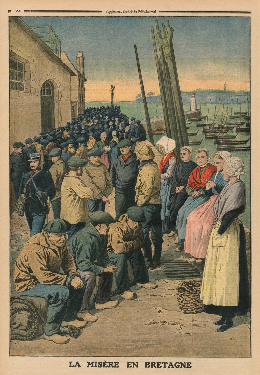 布列塔尼的贫困，1913年1月19日“Le Petit Journal”的封底插图 作者 法语学校