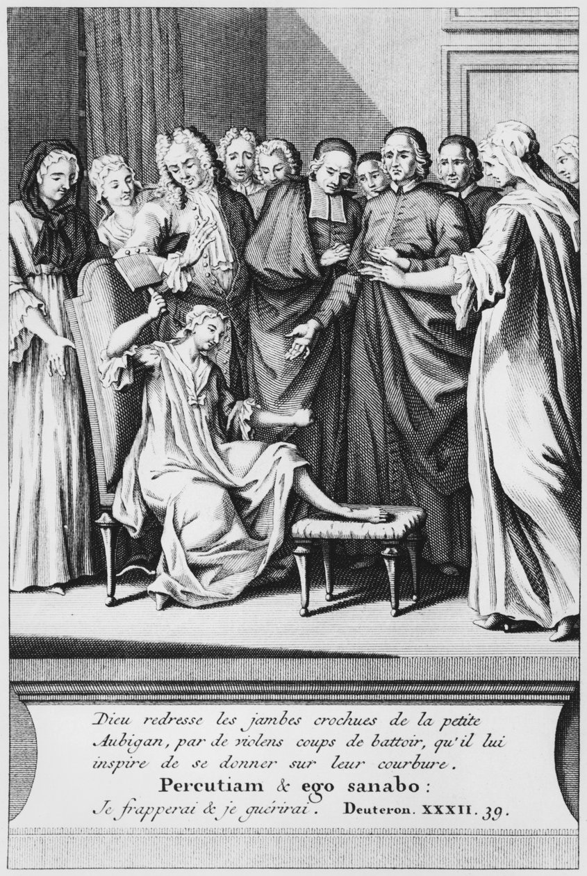 Aubigan的援助和神奇治疗的实践，来自La verite des miracles de M. de Paris的插图......作者Louis Basile Carre de Montgeron（1686-1754）1737 作者 法语学校