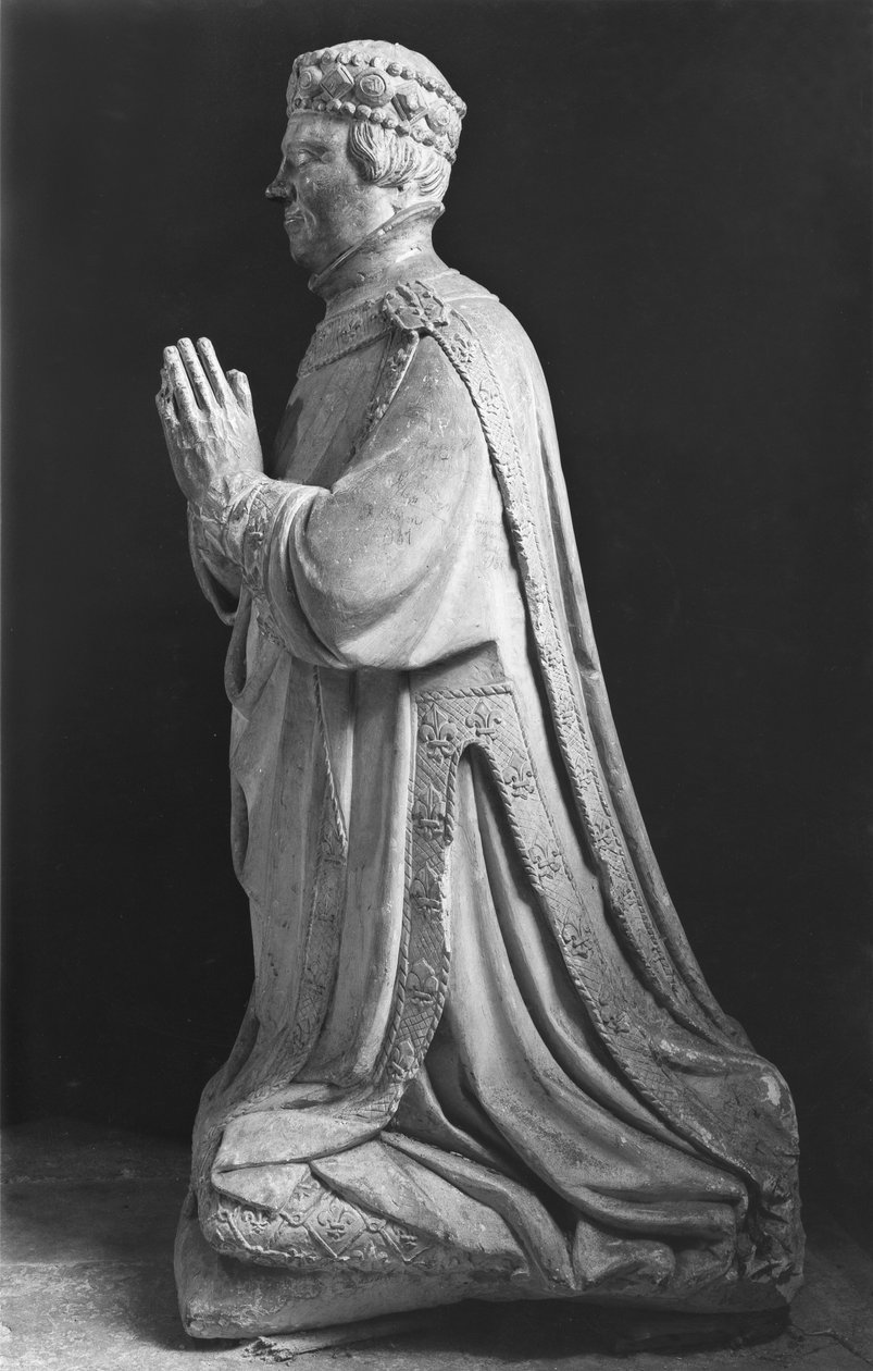 Duc Jean de Berry的祈祷跪姿（1340-1416）普瓦捷的计数，15-18世纪 作者 法语学校