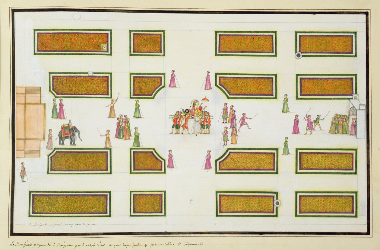 Nawab Shuja ud-Daula将Gentil专辑中出版的Gentil专辑“Gentil专辑”介绍给Angur Bagh的Shah Alam皇帝 作者 法语学校