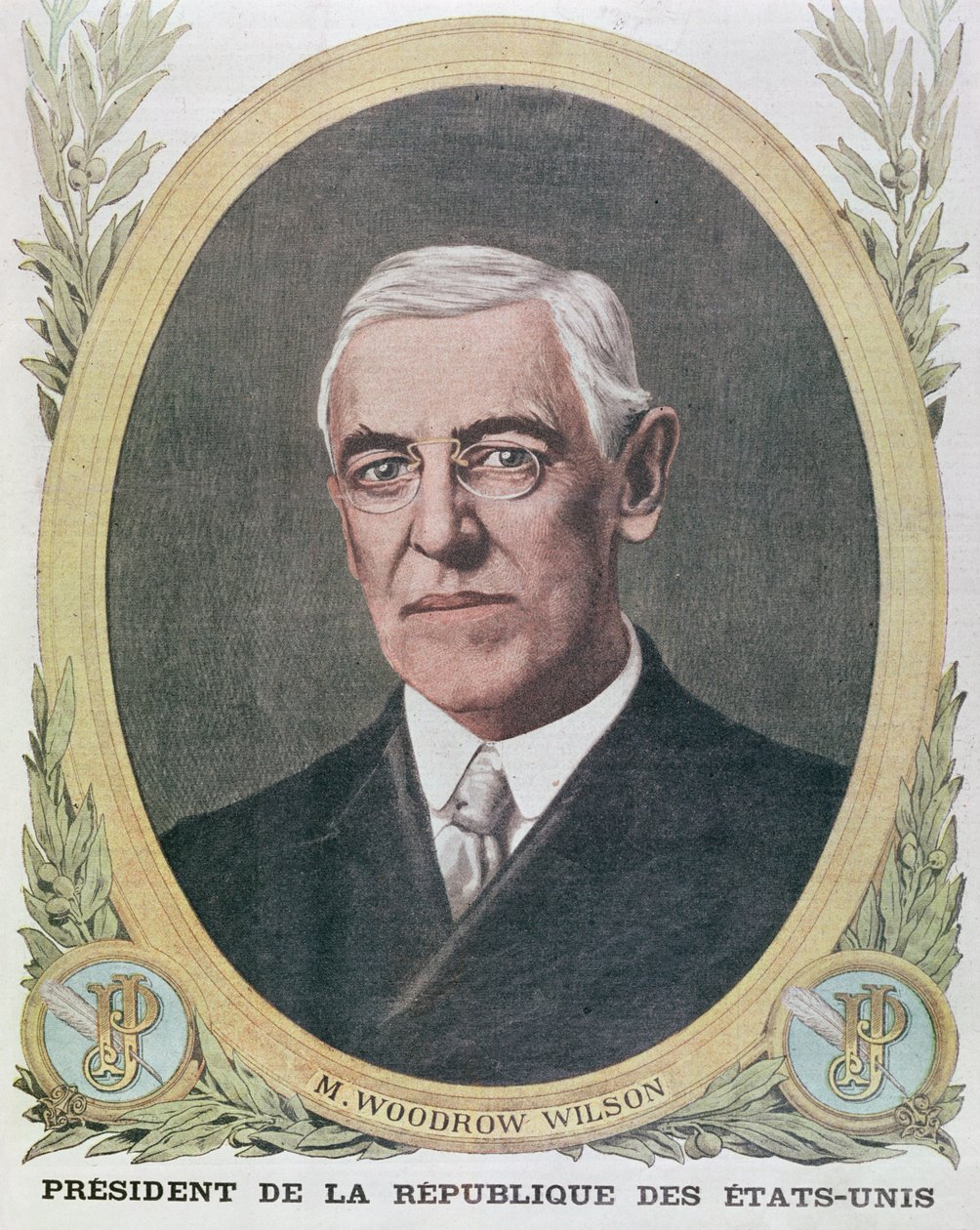 伍德罗威尔逊总统（1856-1924），Le Petit Journal 1917年的插图 作者 法语学校