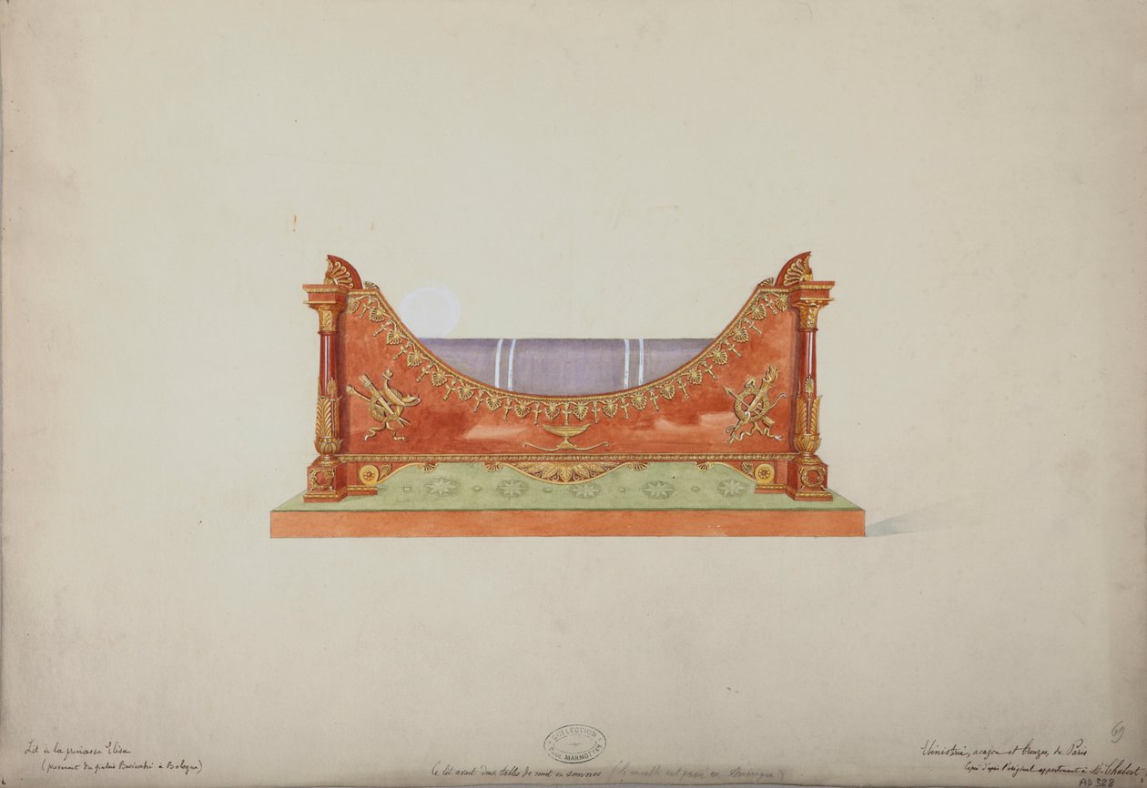 公主Elisas床从博洛尼亚的Baciocchi宫，c.1900-20 作者 法语学校