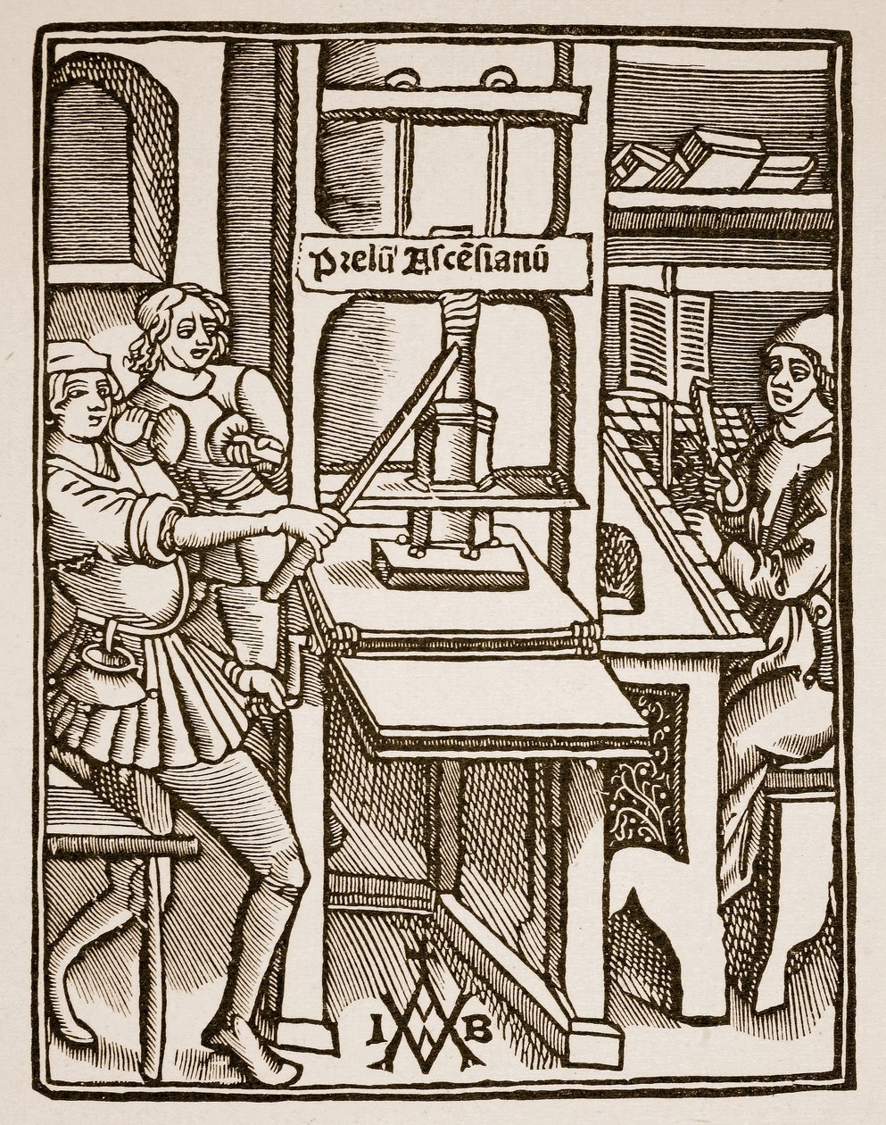 印刷出版社，Hegesippus的标题页，由Jodocus Badius Ascensius，巴黎，1511年印刷（棕褐色照片） 作者 法语学校