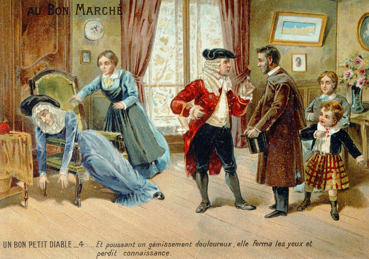 促销卡广告Le Bon Petit Diable由Comtesse de Segur，十九世纪末 作者 法语学校