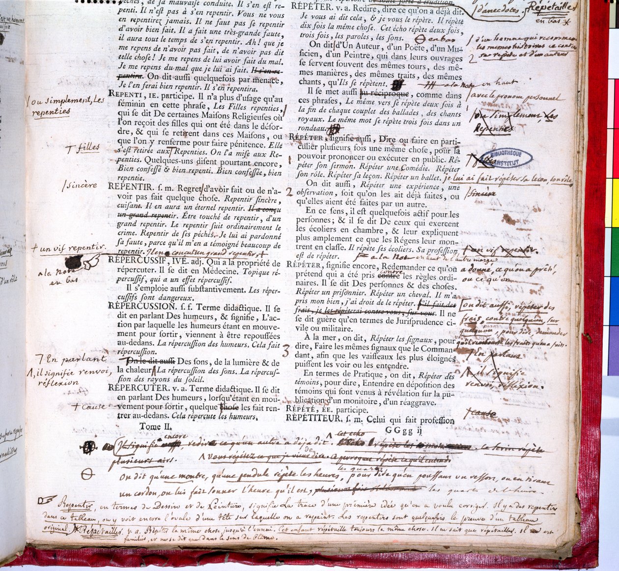 Proofing page with corrections of an edition of the French Academy dictionary (ink on paper) (detail of 179941) 作者 法语学校