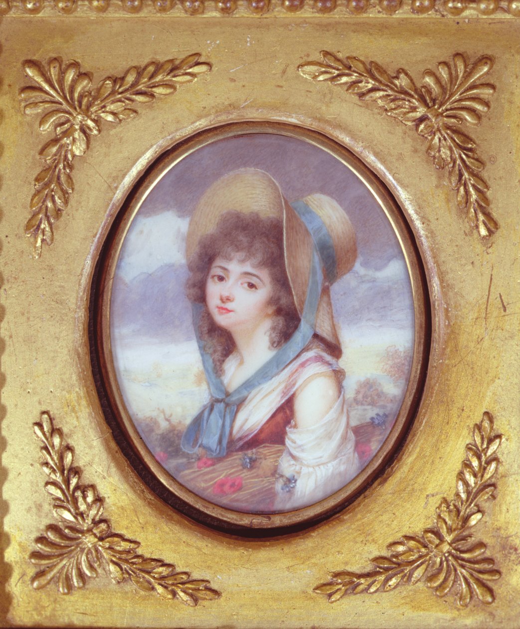 Pulcherie de Valence带着一捆带罂粟和矢车菊的小麦，c。 1783（wc） 作者 法语学校