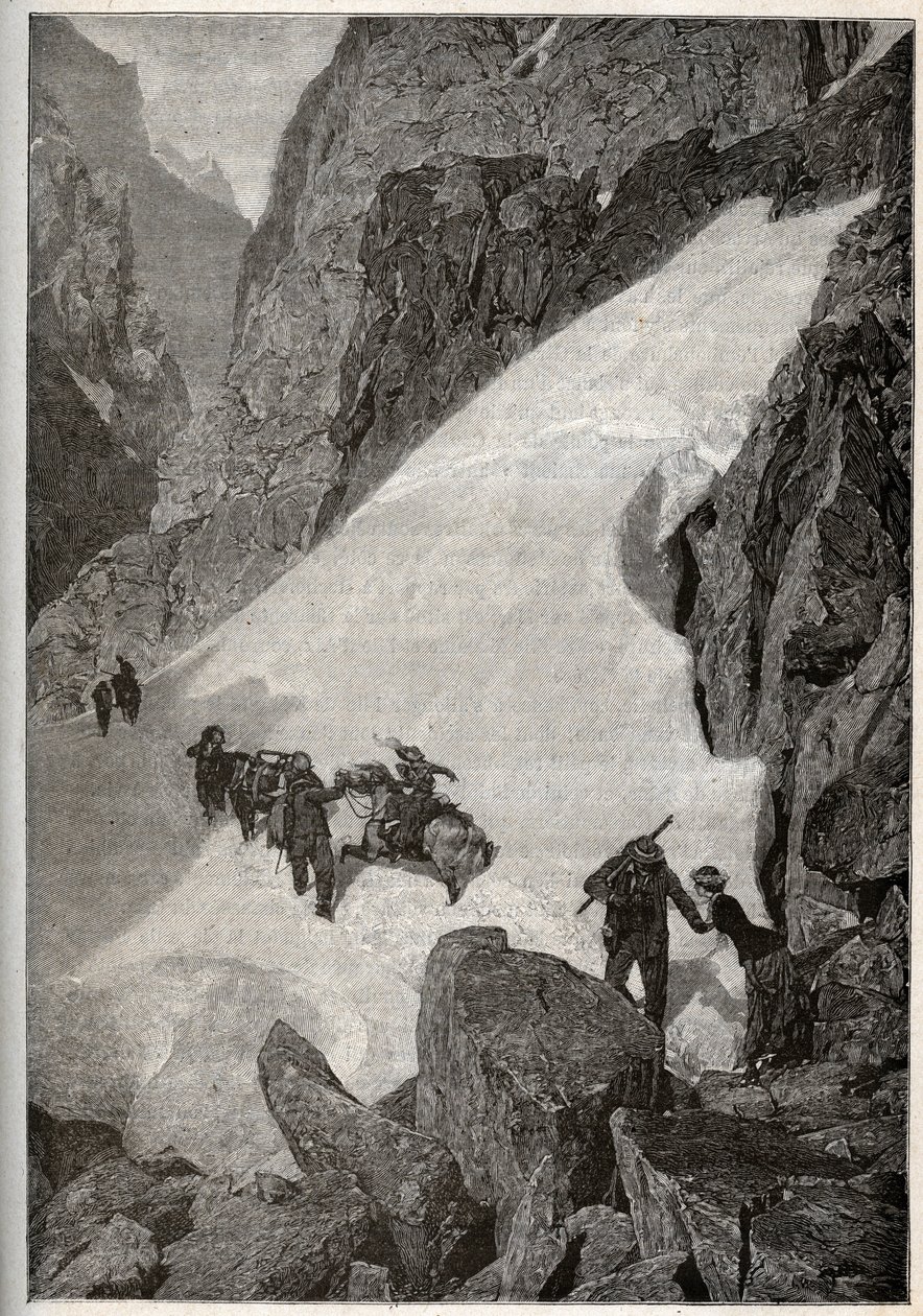 Pyrenees - ascension du Pic du Midi - "PATRIE "中的雕刻--LUCIEN HUARD的DESCRIPTION PIQUE DE LA FRANCE EN 6 VOLUES - 19世纪末 作者 法语学校