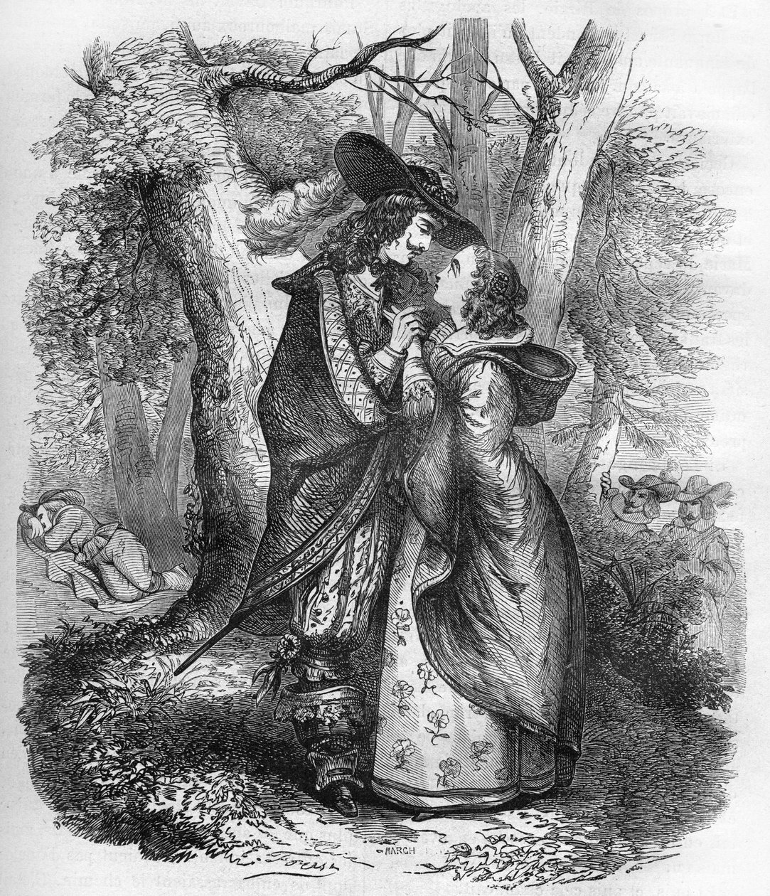 英国乔治一世的妻子苏菲-多萝西（1666-1726）和年轻的科尼希斯马克的菲利普-克里斯托夫在亲密接触的时刻。世界各国人民从古代到现在的卖淫和放荡史》中的版画。 作者 法语学校