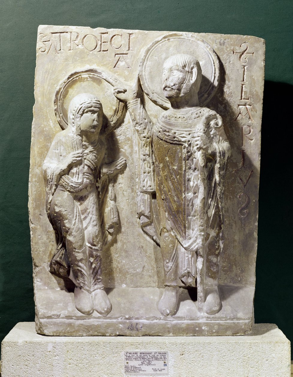 救济描绘普瓦捷的圣希拉里（320-368）祝福圣塔里西斯，c.1150 作者 法语学校