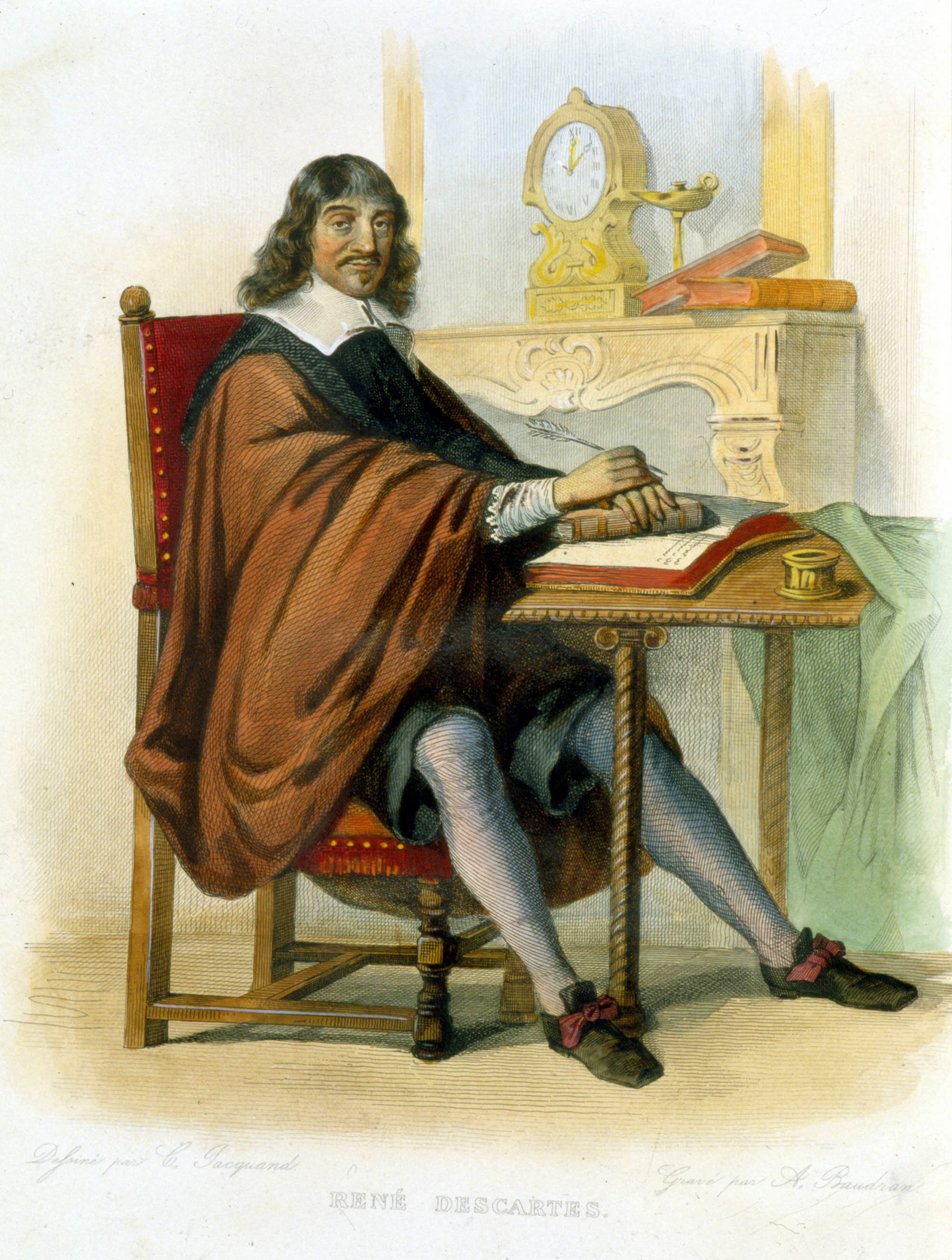 René Descartes writing - in Ed. Mennechet, “” Le Plutarque francais”” 作者 法语学校