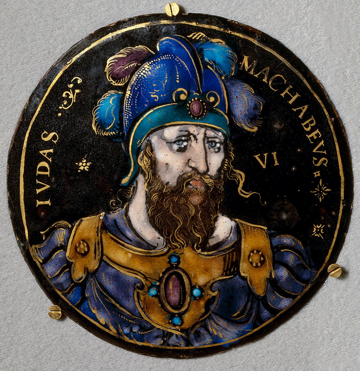 代表犹大·马查比（Maccabee 或 Macabee），绰号锤子，其父马塔提亚斯（Mathathias，Mattathias）的继任者领导犹太人反抗塞琉古人压迫的起义。 来自利摩日的电子邮件中的奖章 作者 法语学校