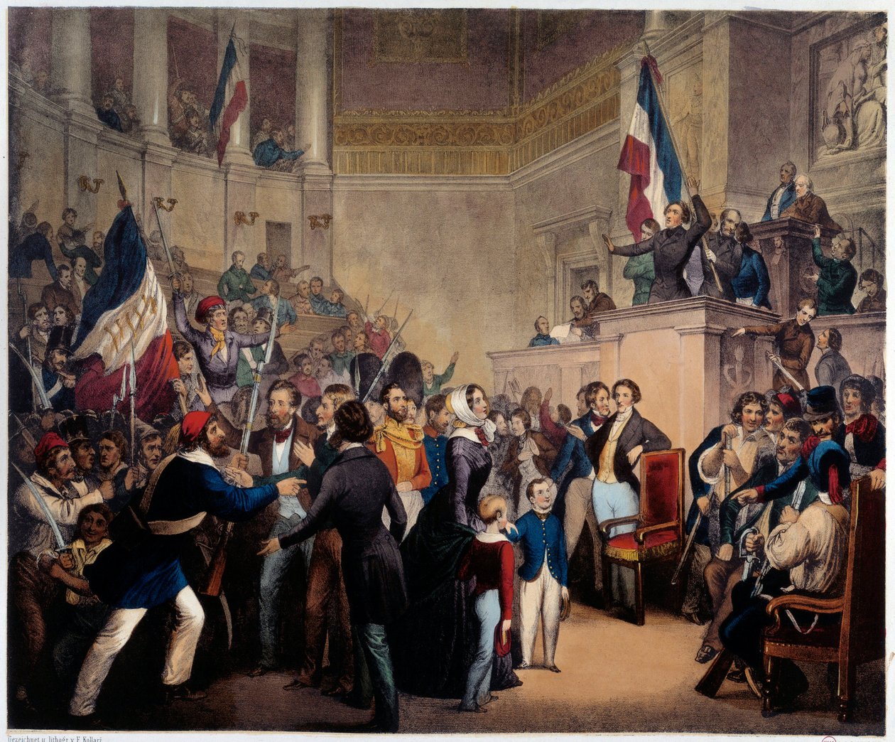 Revolution of 1848. The Duchess of Orleans appearing in the House of Deputes (National Assembly) with her children to obtain Regency (February 24 作者 法语学校