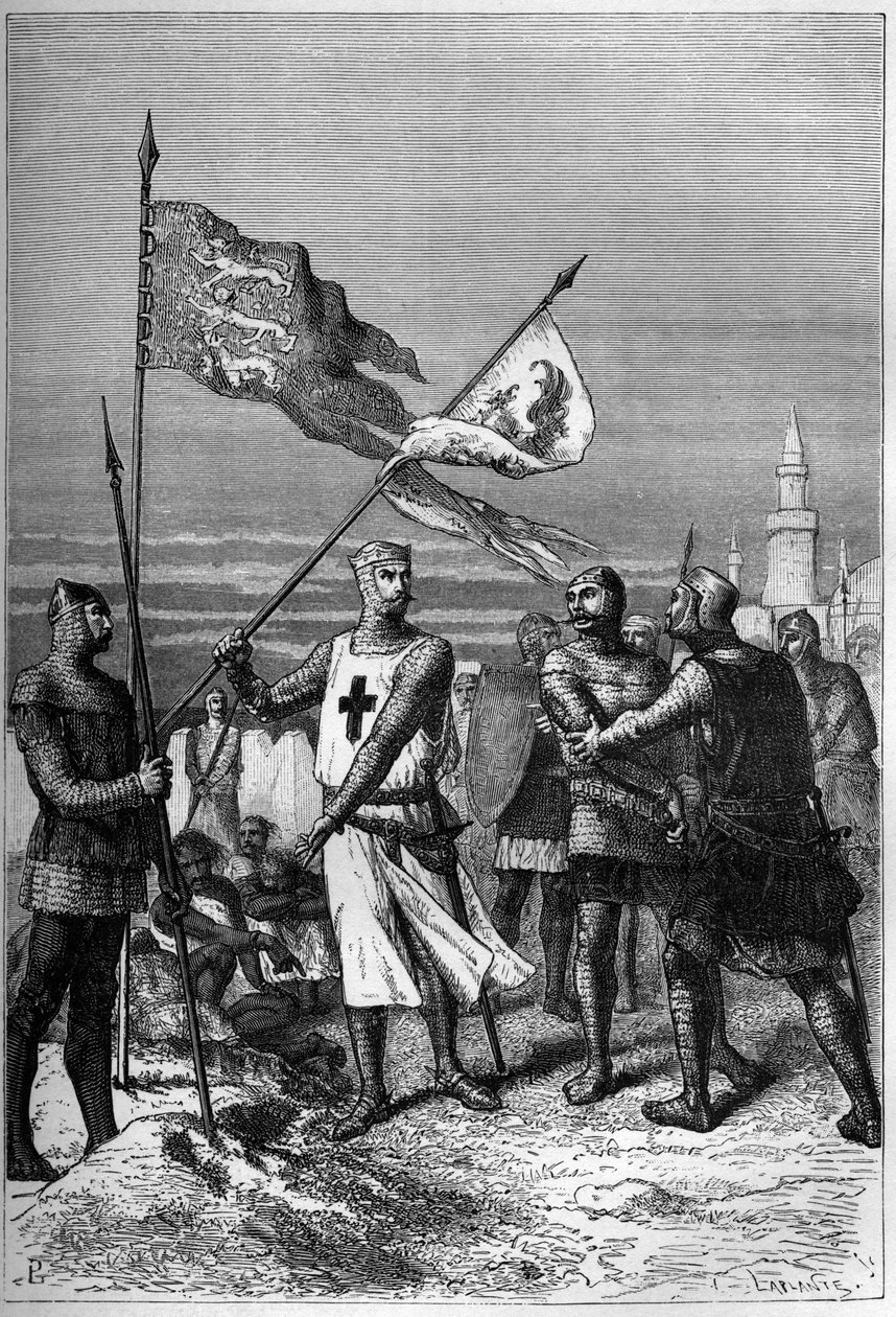 狮心王理查德一世（1157-1199），英格兰国王，图中摘下了奥地利公爵利奥波德五世大公的旗帜--Francois Guizot的《L